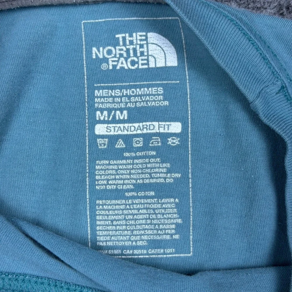 The North Face Mens Long Sleeve Graphic T-Shirt Blue Teal Logo BX8R081 Medium